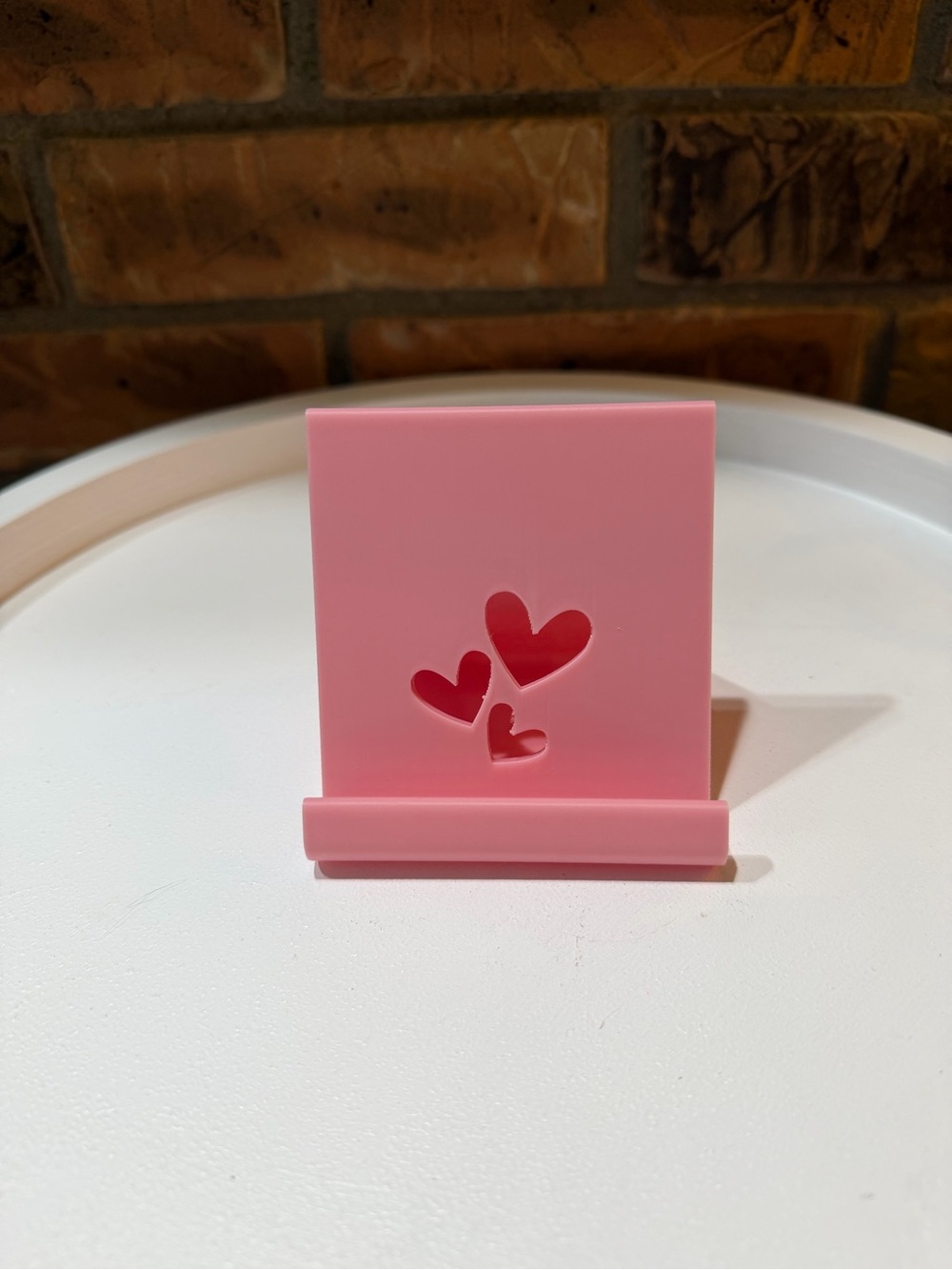 Hand Crafted 3D Printed Pink Phone Stand with Heart Cutouts NWOT